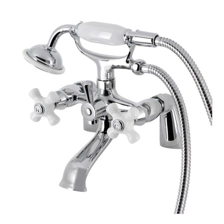 KINGSTON BRASS KS267PXC Deck Mount Clawfoot Tub Faucet with Hand Shower, Polished Chrome KS267PXC